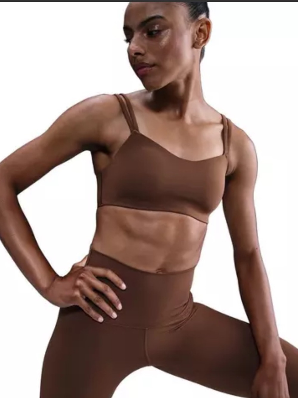 Nike Women’s Zenvy Strappy Padded Light Support Brown Bra